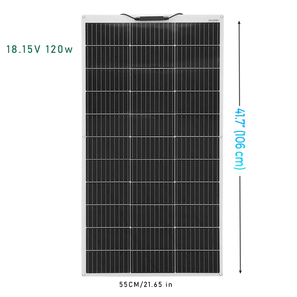 Solar Panel Battery Charger 50W 120W 12V Flexible Solar Panel 18V Photovoltaic Mono Module for Caravan Home Roof Car Motorhome