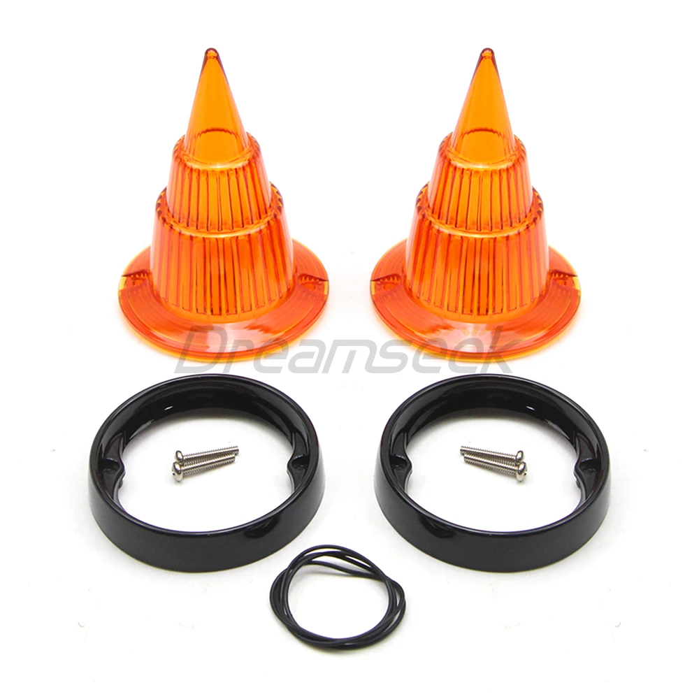Turn Signal Light Cover Bezel Yellow Lens for Harley Touring Road Glide Electra Glide Road King 1986-2021 Indicator Visor Trim