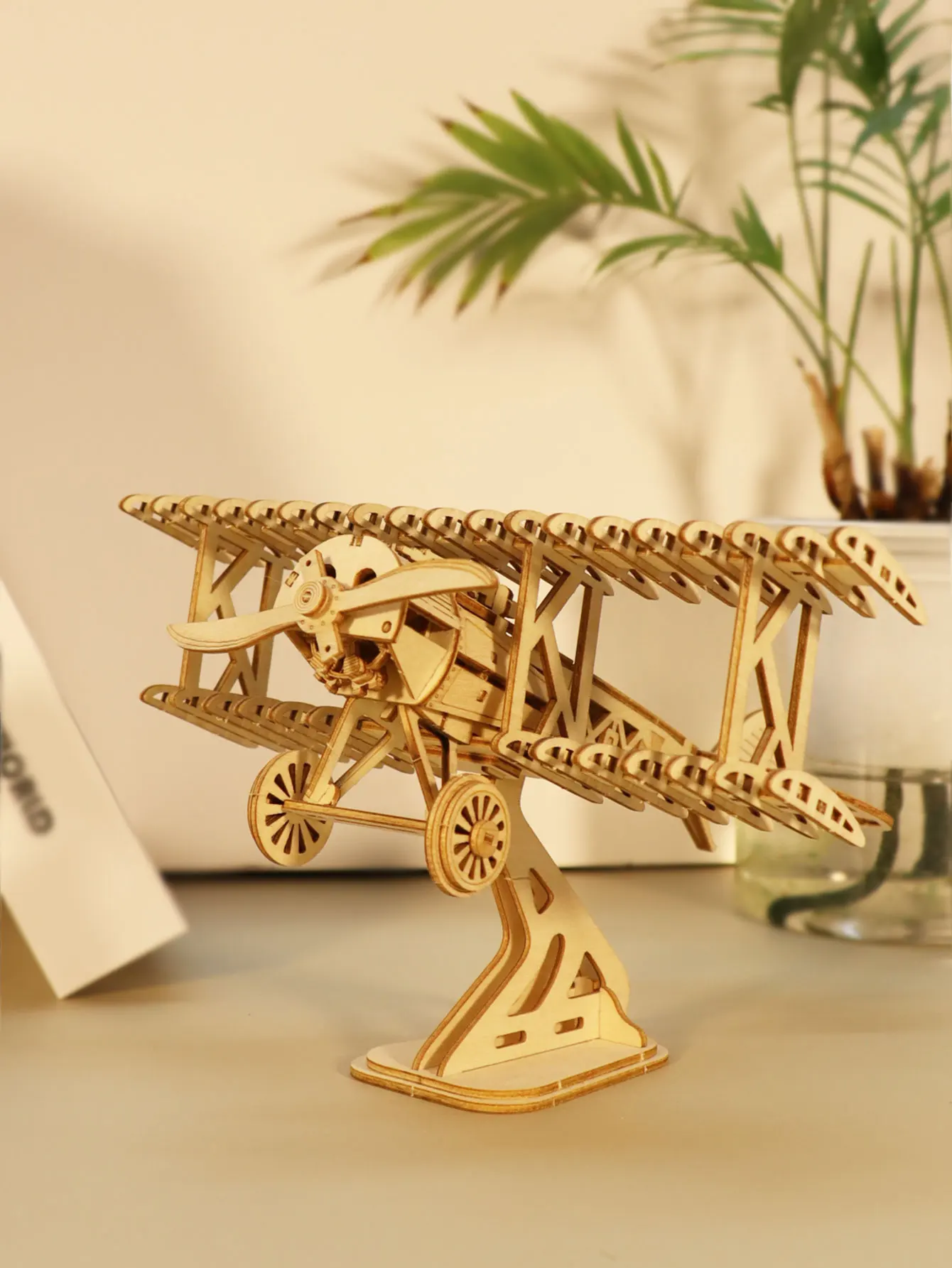 3D Wooden Puzzle Wood DIY Craft Bi-Plane Model Kits Handmade Gifts