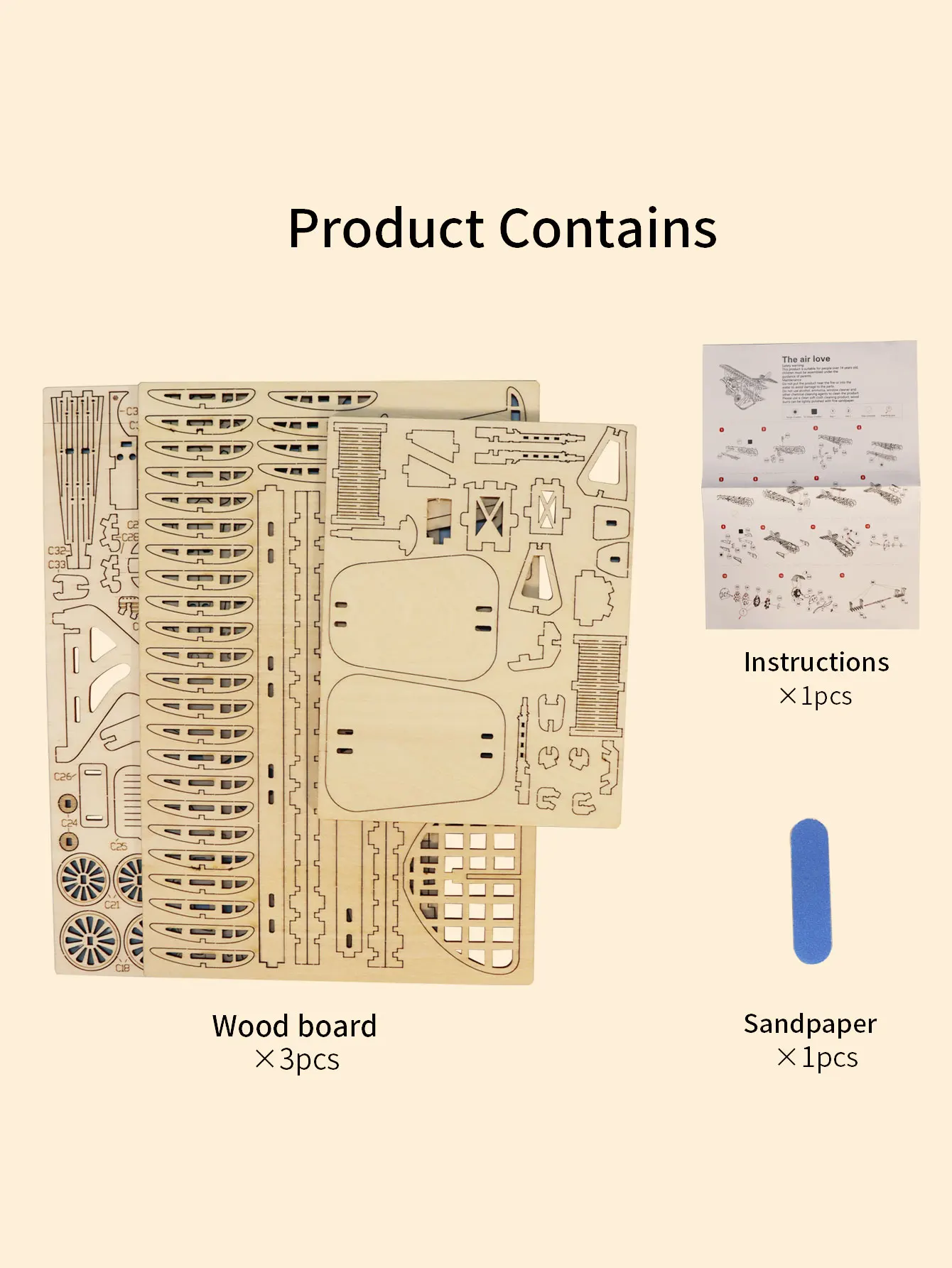 3D Wooden Puzzle Wood DIY Craft Bi-Plane Model Kits Handmade Gifts