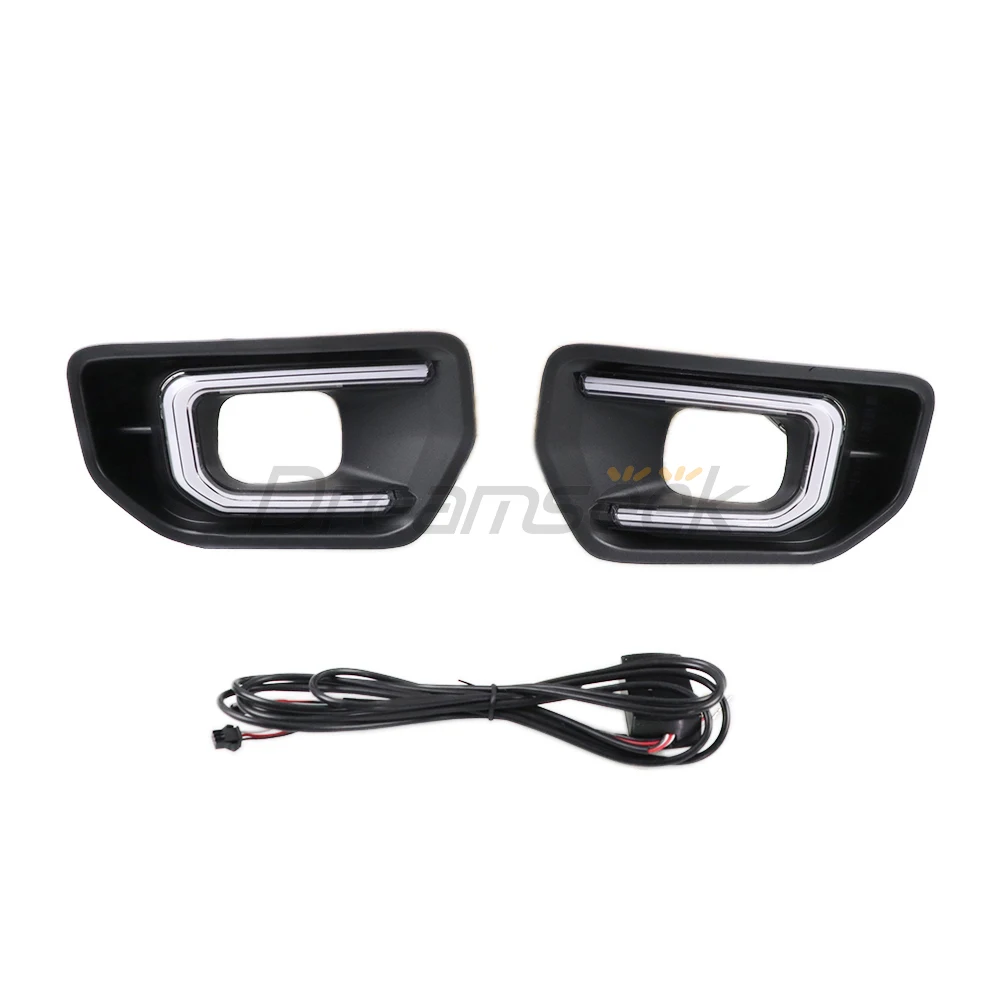 LED DRL Daytime Running Light For Ford Ranger XLT Sport Platinum 2022+ Front Bumper Fog Lamp with Sequential Dynamic Turn Signal