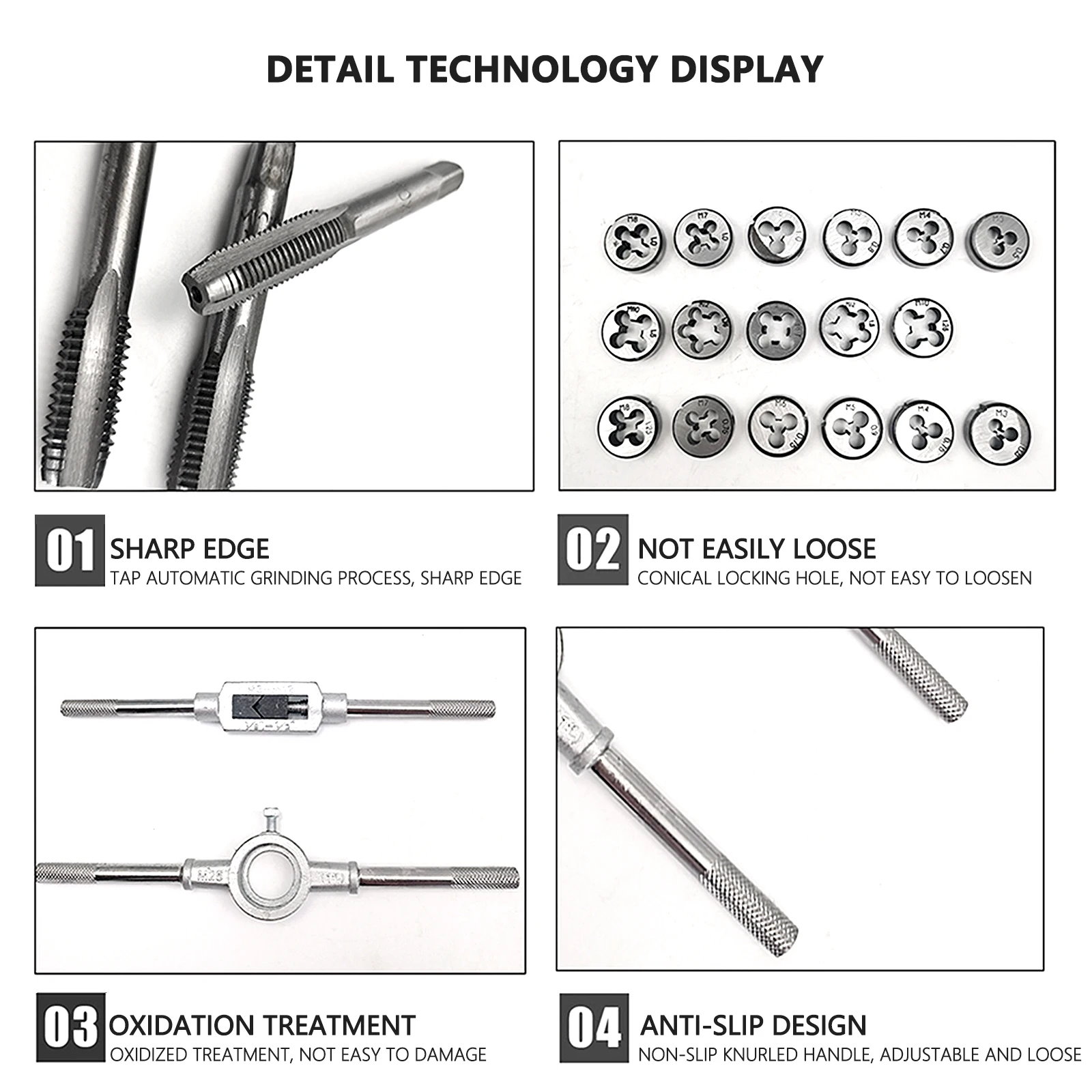 40Pcs Tap and Die Set Kit wiith Case Metric M3 to M12 Nut Bolt Screw Bearing Steel Pitch Gauge Threading Tool