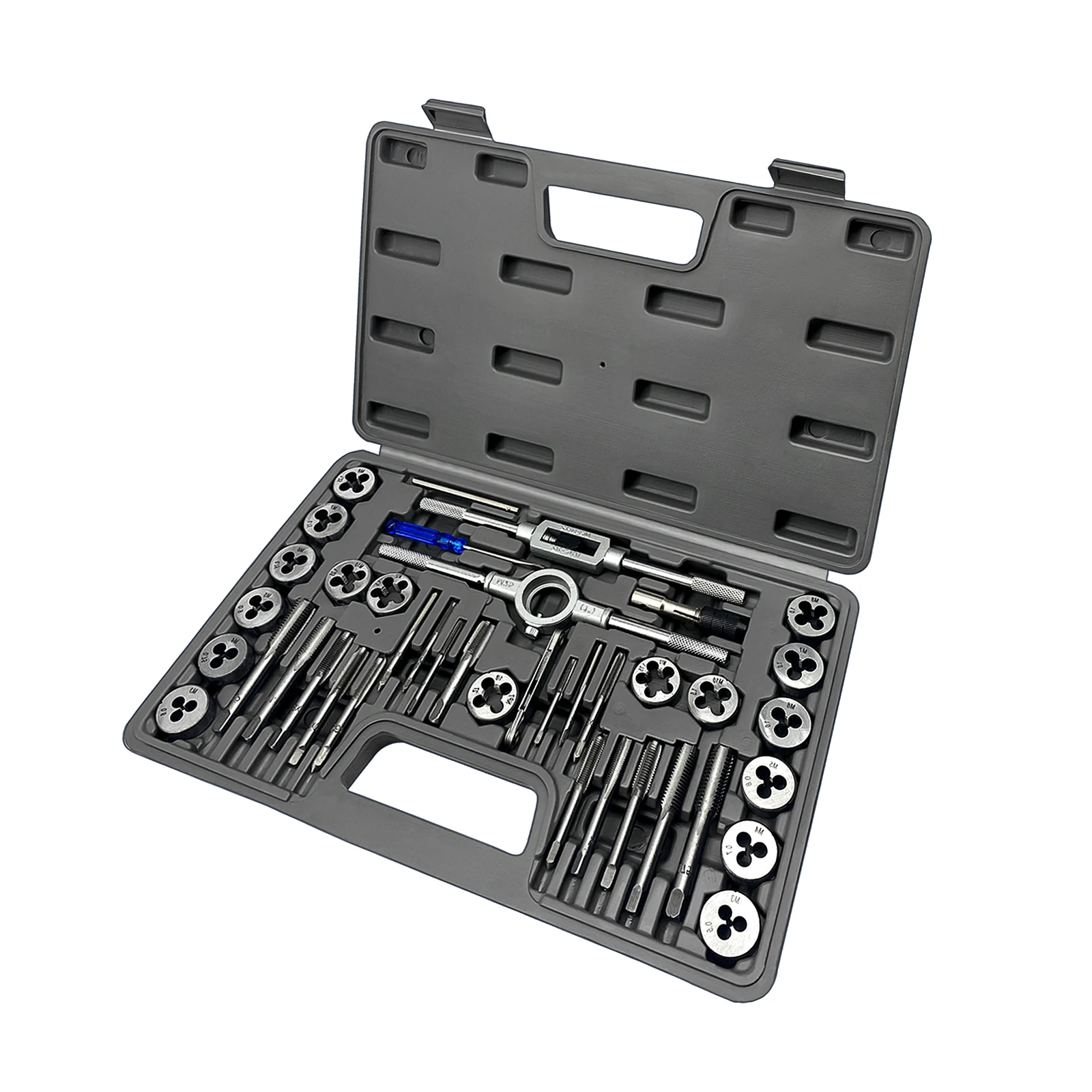 40Pcs Tap and Die Set Kit wiith Case Metric M3 to M12 Nut Bolt Screw Bearing Steel Pitch Gauge Threading Tool