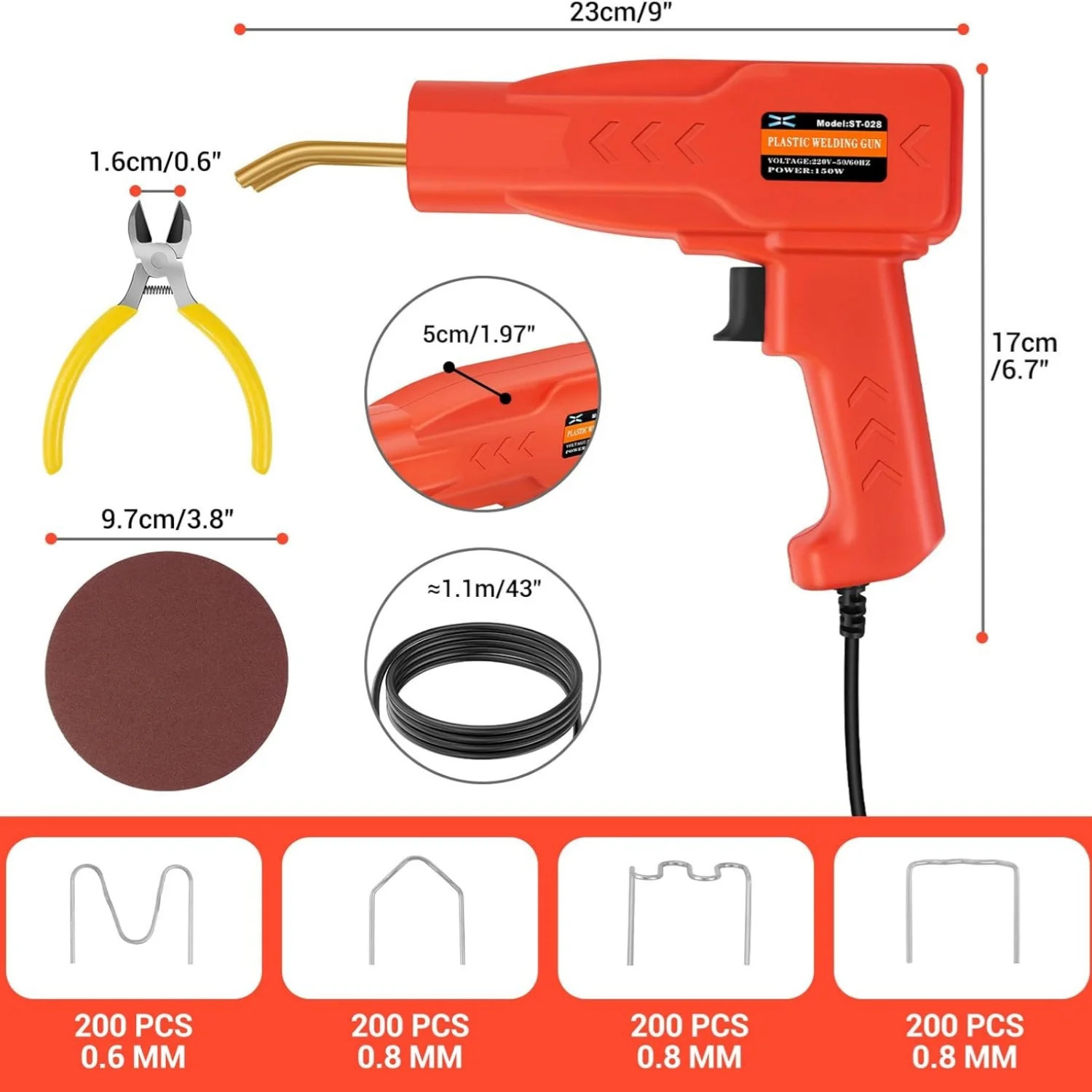 BRIEFNESS Car Bumper Repair Kit Plastic Welder Hot Nail Gun with Storage Case Lightweight Portable Plastic Welder