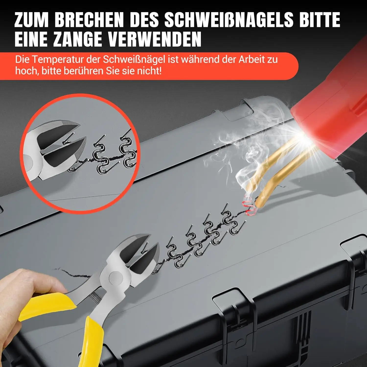 BRIEFNESS Car Bumper Repair Kit Plastic Welder Hot Nail Gun with Storage Case Lightweight Portable Plastic Welder