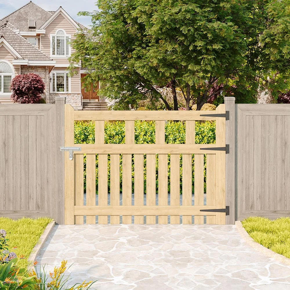 Outdoor Wooden Garden Gate Fence Door with T-hinges Stainless Steel Door Bolt