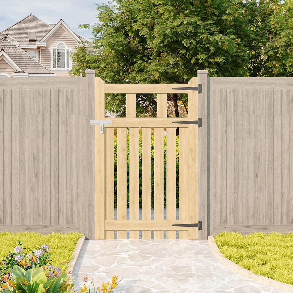 Outdoor Wooden Garden Gate Fence Door with T-hinges Stainless Steel Door Bolt