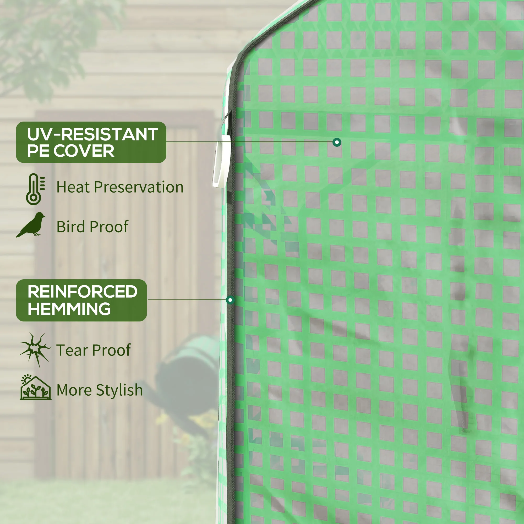 Outdoor Walk-In Greenhouse with 3 Tier Shelves with Reinforced Pe Cover, Green