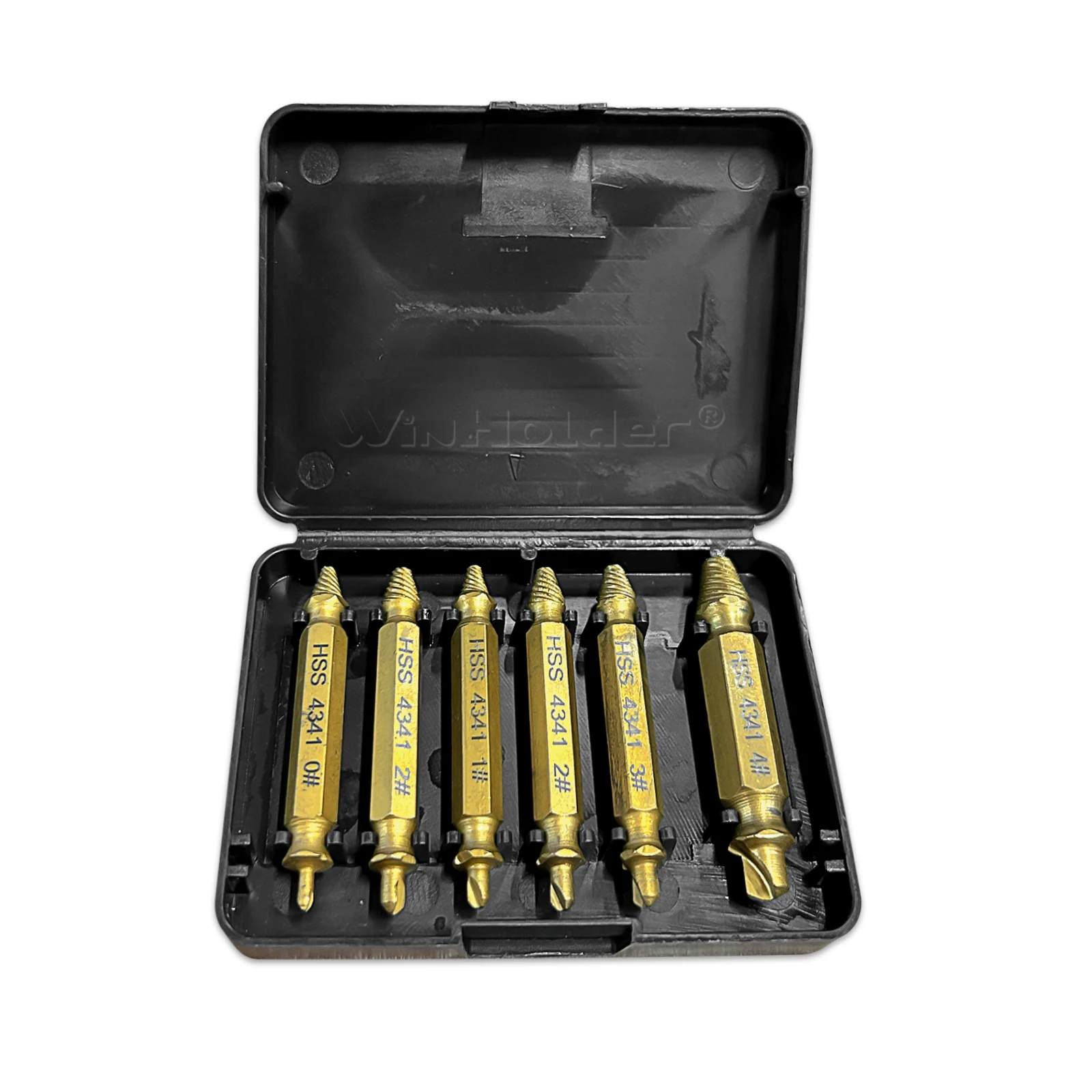 6Pcs/Set Damaged Screw Extractor Easy Out Kit Bolt Stud Remover Drills Tools with Case