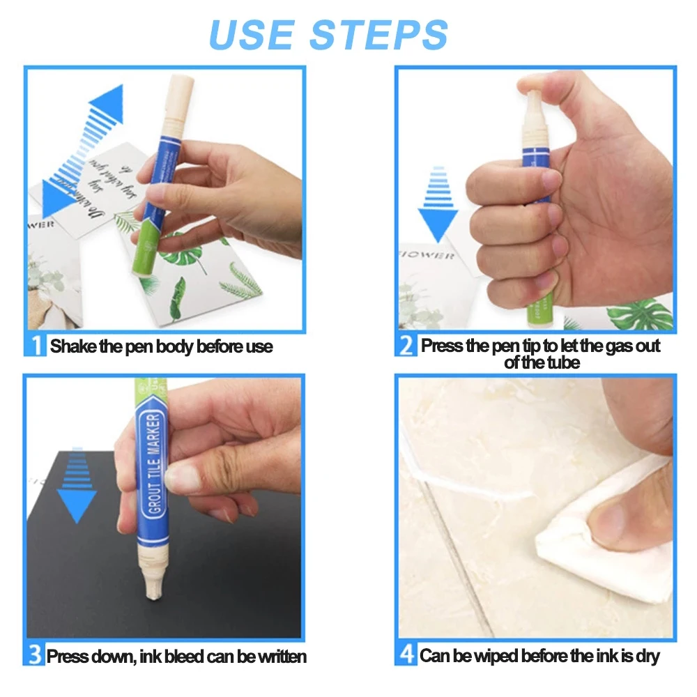 2x Tile Repair Pen Styling Wall Gap Refill Grout Refresher Marker Revive Restore