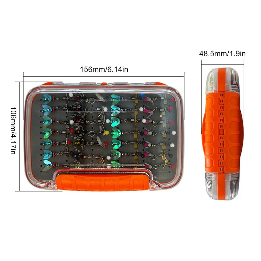 42pcs/set Ice Fishing Jigs Kit Simulated Fishing Fly Hook Set Lifelike Double Layer Fly Fishing Lure Box For Fishing Fly Fishing