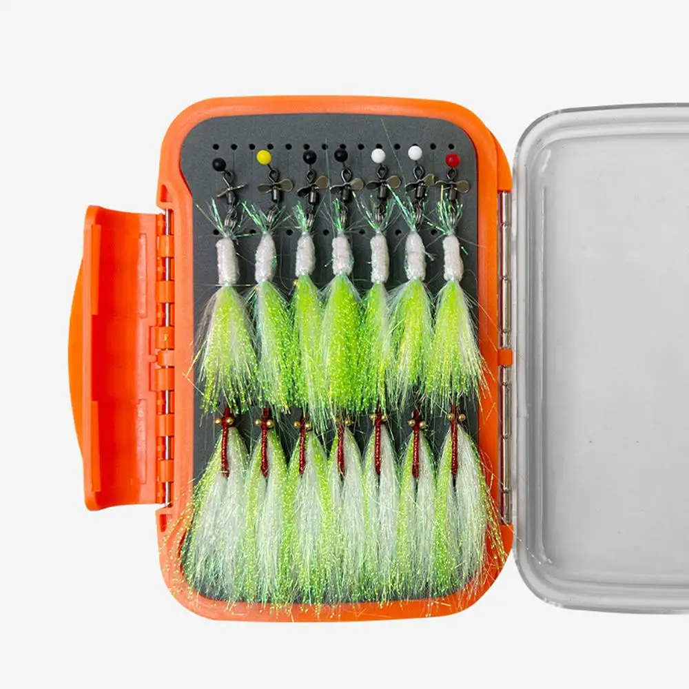 42pcs/set Ice Fishing Jigs Kit Simulated Fishing Fly Hook Set Lifelike Double Layer Fly Fishing Lure Box For Fishing Fly Fishing