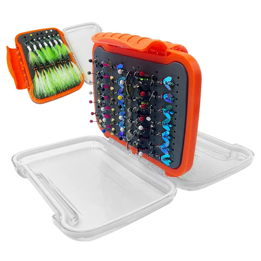 42pcs/set Ice Fishing Jigs Kit Simulated Fishing Fly Hook Set Lifelike Double Layer Fly Fishing Lure Box For Fishing Fly Fishing