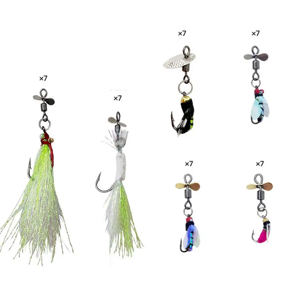 42pcs/set Ice Fishing Jigs Kit Simulated Fishing Fly Hook Set Lifelike Double Layer Fly Fishing Lure Box For Fishing Fly Fishing