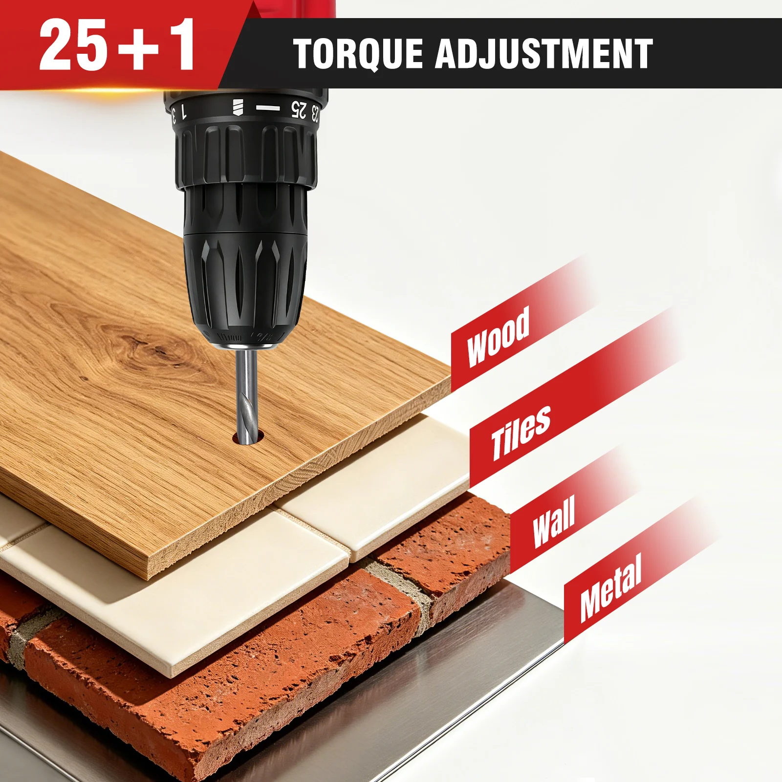 21V Cordless Drill,45Nm Electric Screwdriver Set with 29PCS Accessories, 2 Variable Speed for Home DIY Project Kit