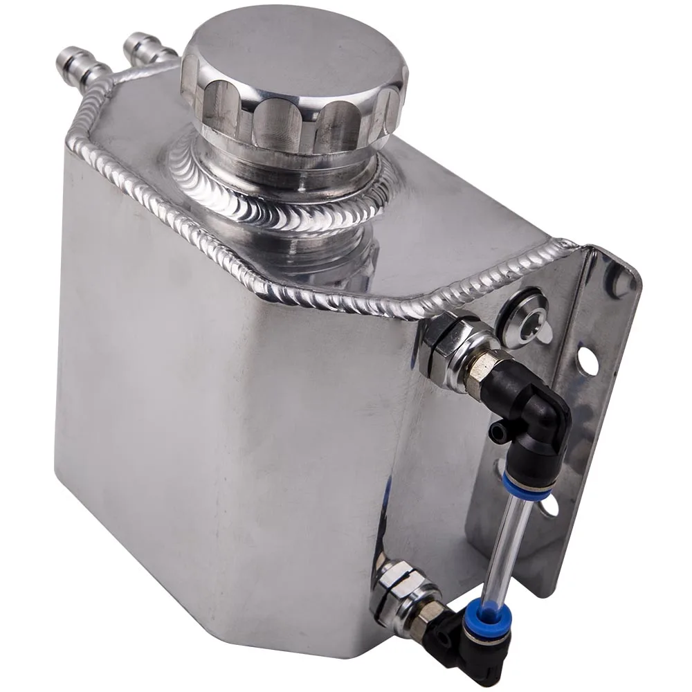 Universal 1L Aluminum Car Engine Oil Catch Can Reservoir Tank 1000ml Silver New