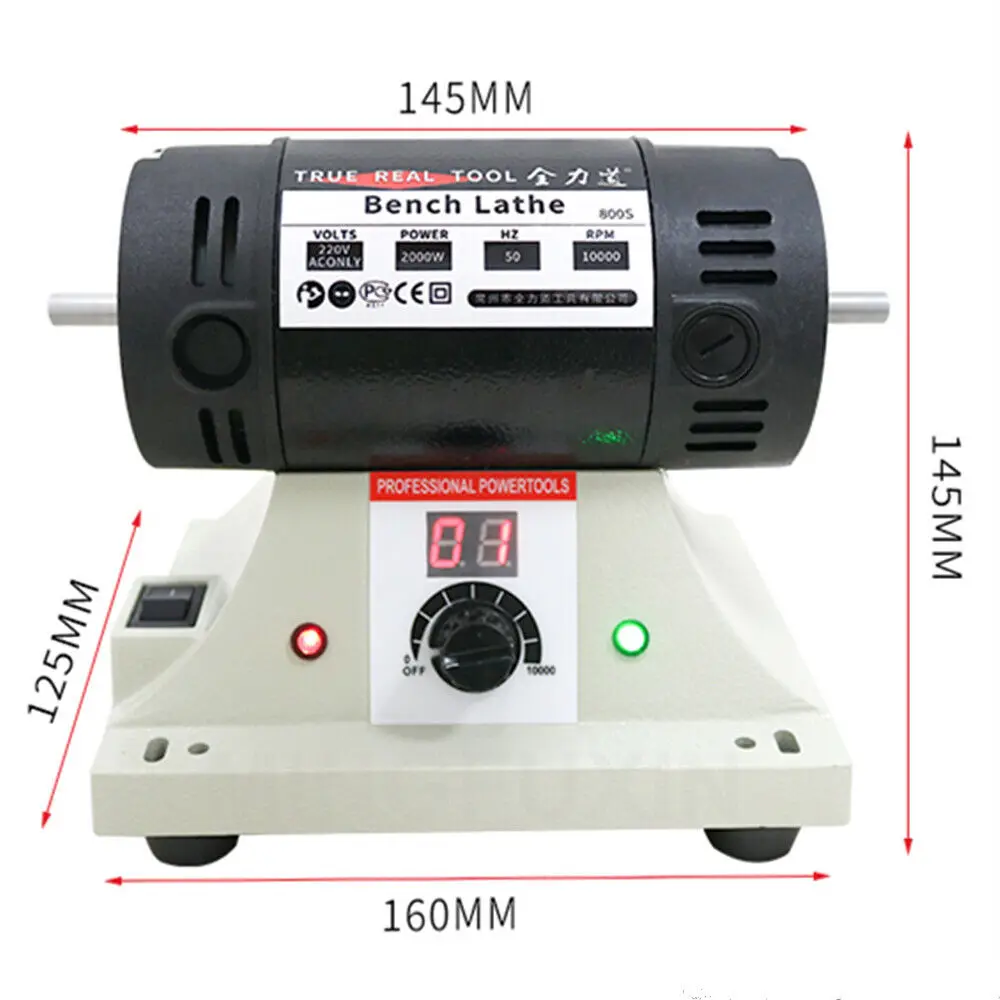 800W Mini Bench Grinder Metal Jewellery Polisher Buffer Polishing Machine with Flex Shaft for Dental, Amber, Metal, Jade