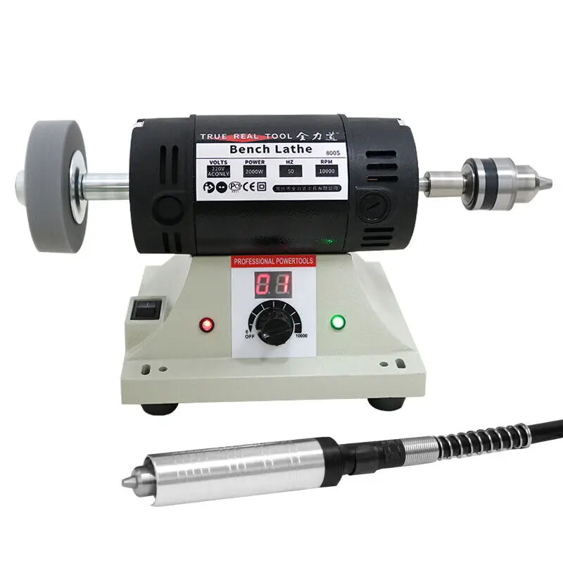800W Mini Bench Grinder Metal Jewellery Polisher Buffer Polishing Machine with Flex Shaft for Dental, Amber, Metal, Jade