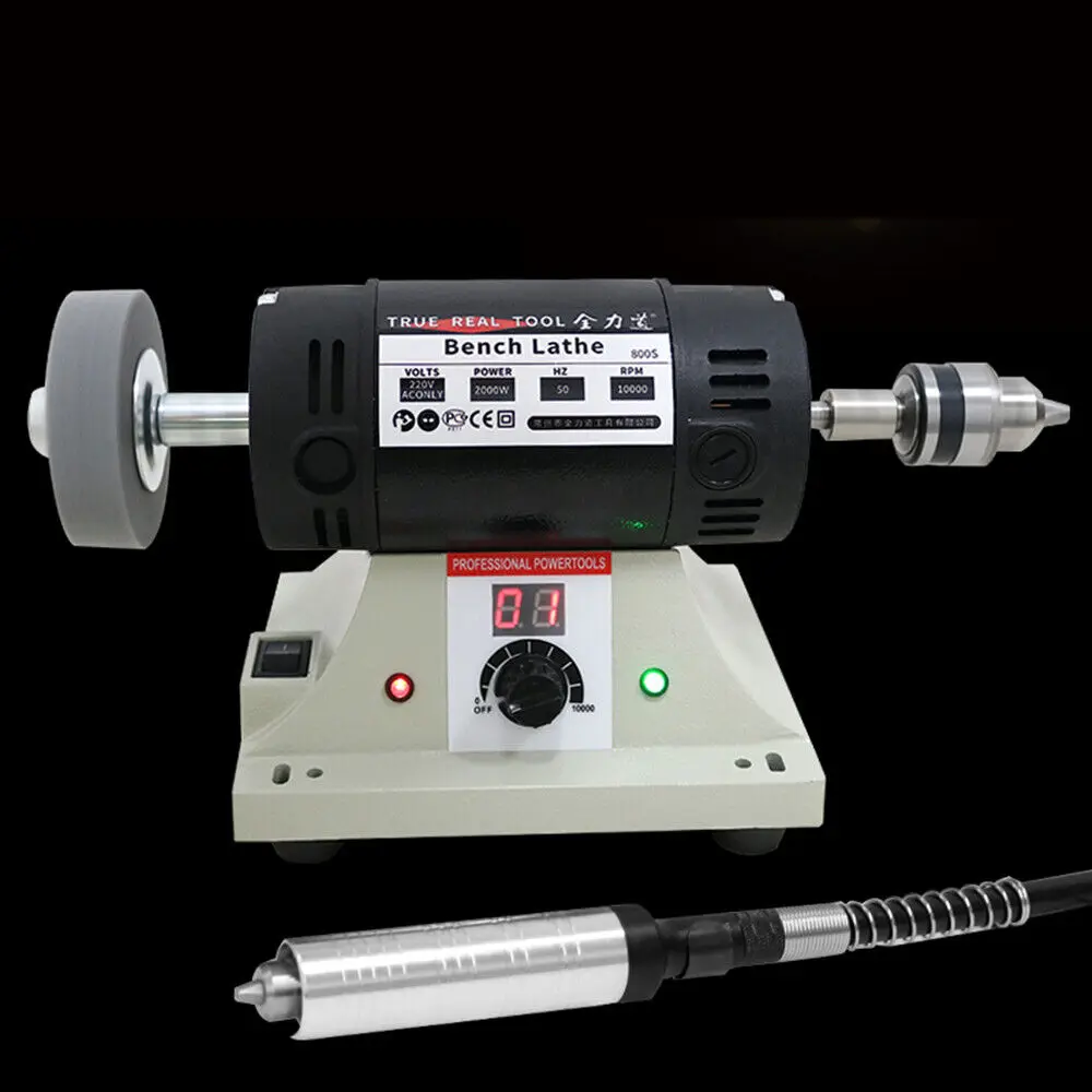 800W Mini Bench Grinder Metal Jewellery Polisher Buffer Polishing Machine with Flex Shaft for Dental, Amber, Metal, Jade