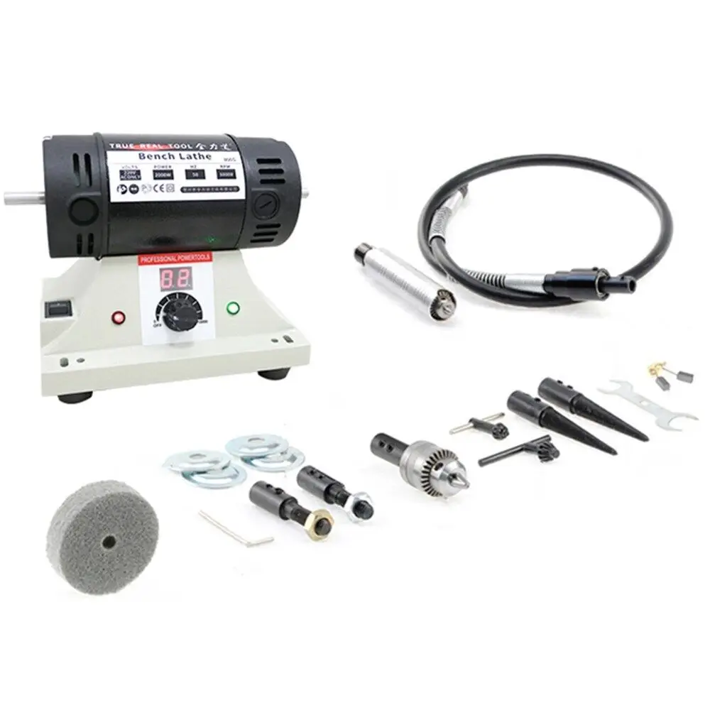 800W Mini Bench Grinder Metal Jewellery Polisher Buffer Polishing Machine with Flex Shaft for Dental, Amber, Metal, Jade