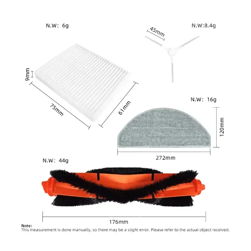 For Xiaomi Vacuum Cleaner S20 E12 E10 B112 Sweeping Robot Vacuum Cleaner Main Brush Side Brush Mop Cloth HEPA Filter Spare Parts