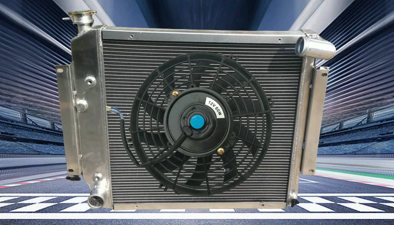 Aluminum Radiator + Fan For 1970-1981 International Harvester Scout II & Pickup 3.2L 5.0L 5.6L I4 V6 V8 Softop Safari II