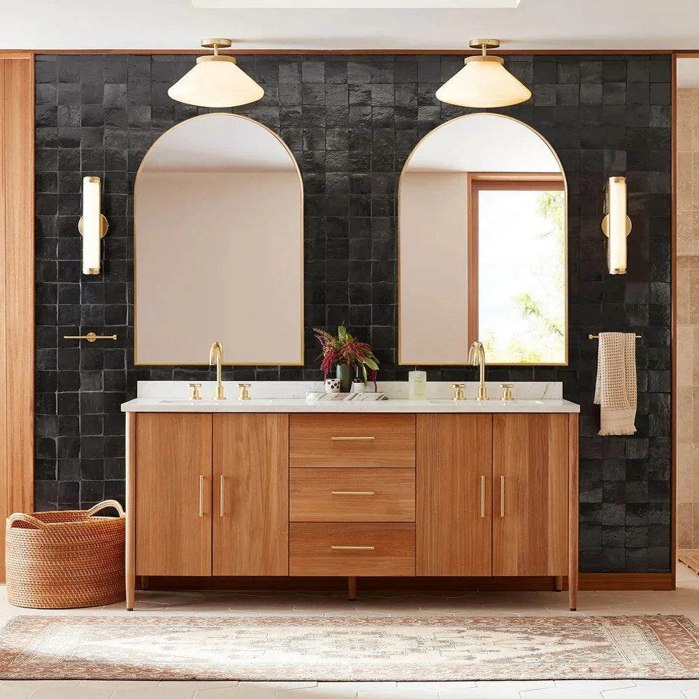 【Lifeideas】Arched Wall Mirror for Bathroom,Mirrors for Wall,Vanity Mirror for Bedroom, Entryway, Living Room, Metal Frame