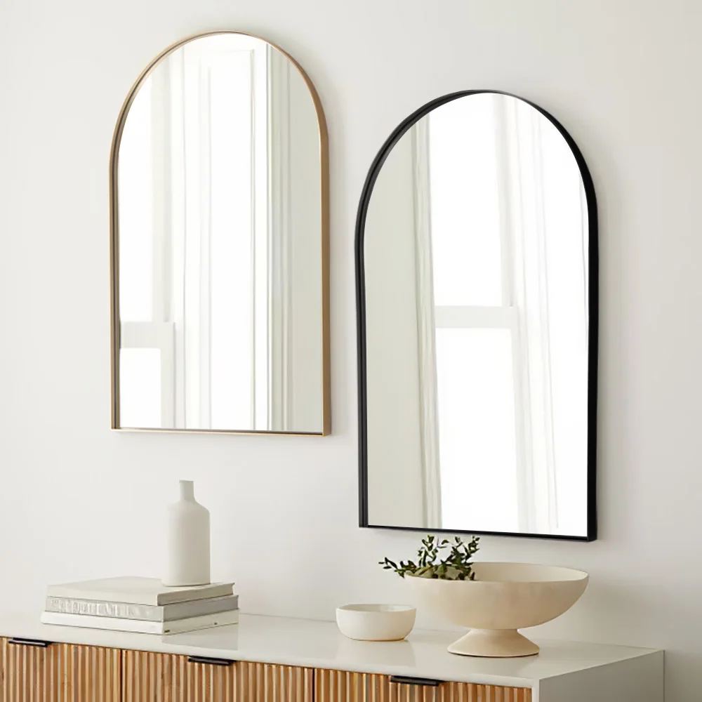 【Lifeideas】Arched Wall Mirror for Bathroom,Mirrors for Wall,Vanity Mirror for Bedroom, Entryway, Living Room, Metal Frame