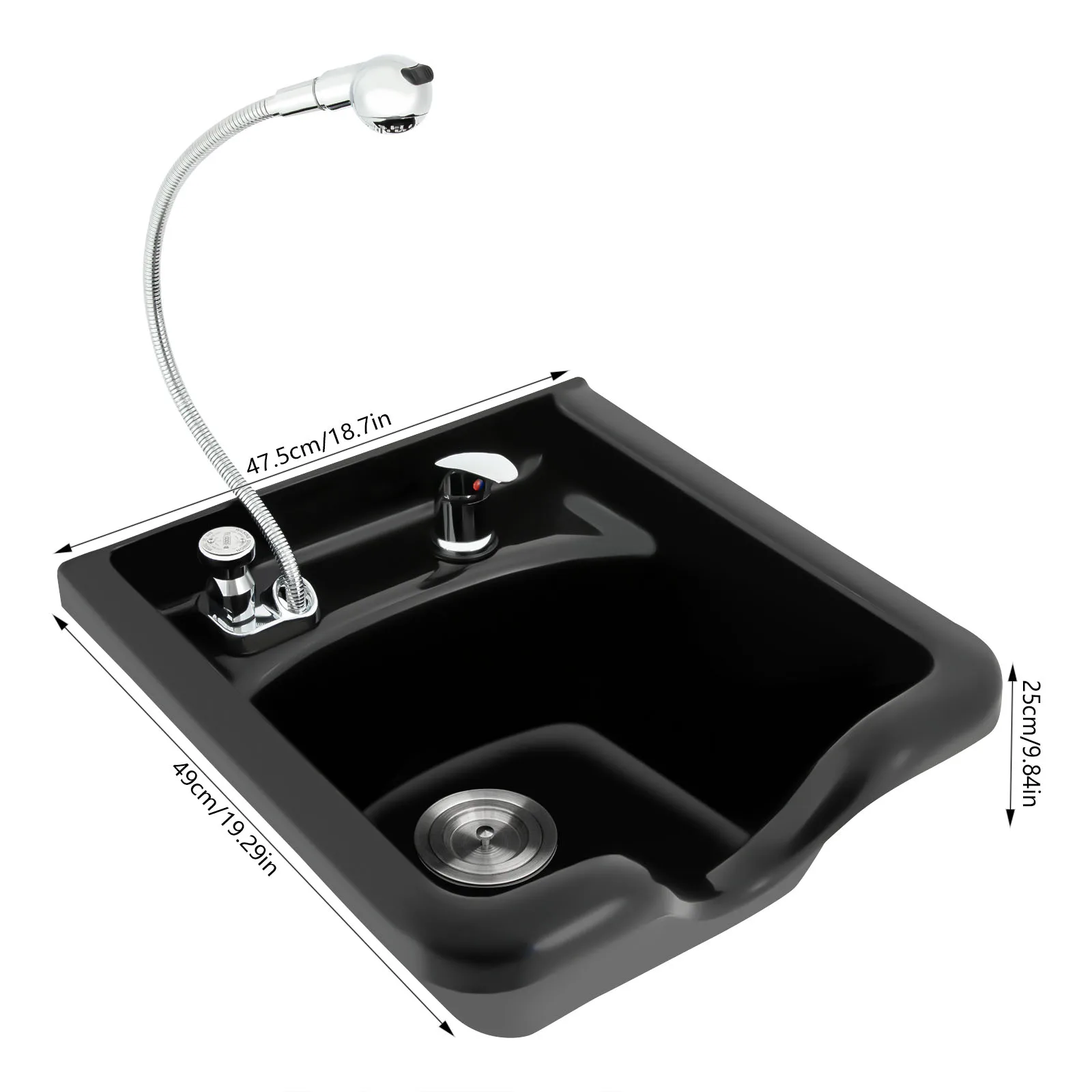 Salon Shampoo Wash Basin ABS Plastic Black Shampoo Basin Hairdressing Equipment Beauty Salon Wall Mount Suitable for Hair Salon