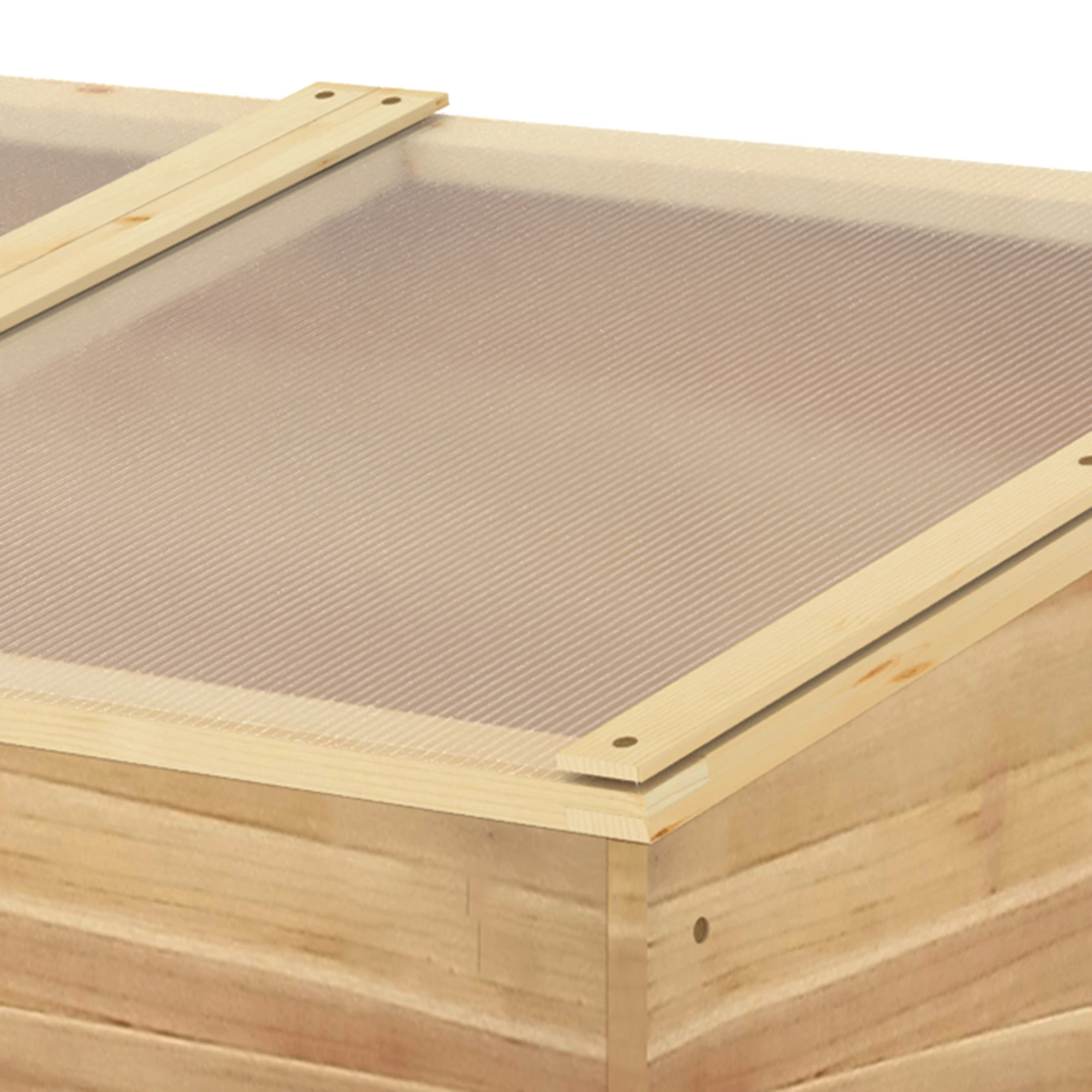 Wood Cold Frame Greenhouse Polycarbonate Grow House for Outdoor, Natural