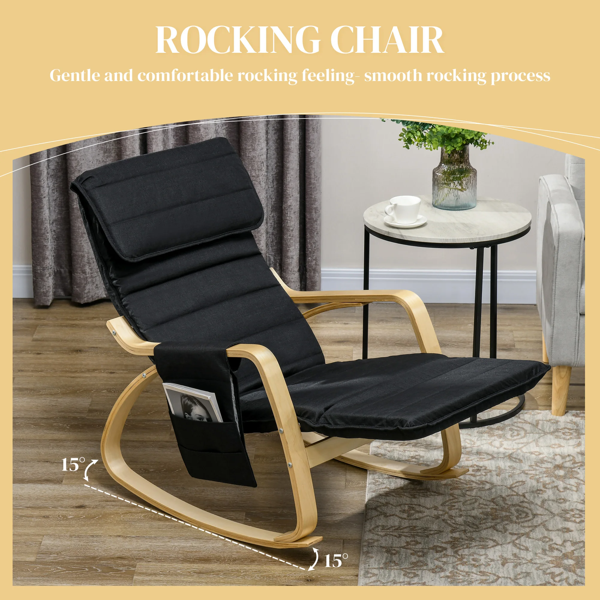HOMCOM Rocking Chair Recliner Armchair with Adjustable Footrest