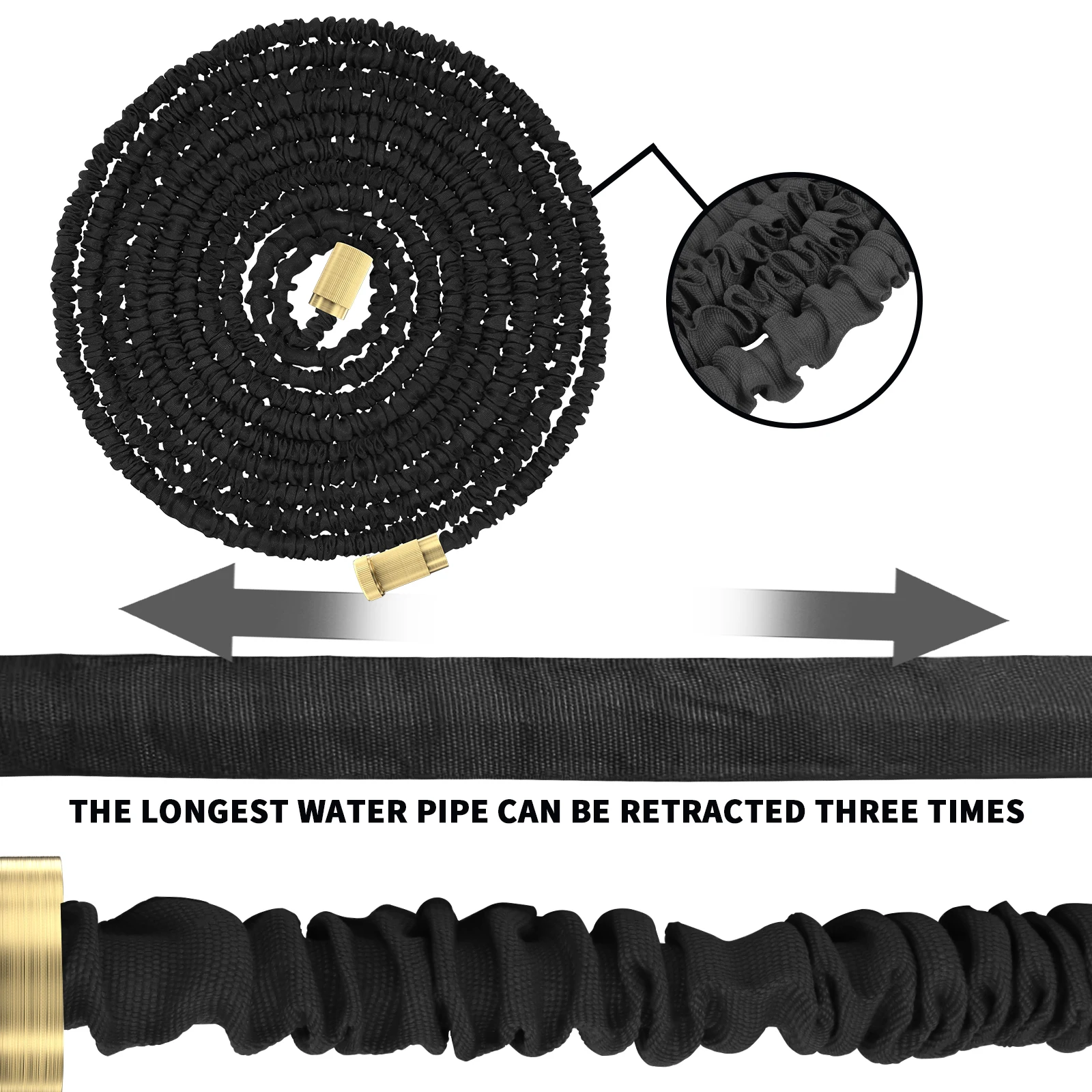 Garden Hose Pipe 75FT/100FT/150FT/200FT Expandable Garden Hosepipe Strongest Double Latex Inner Tube with 7 Function Spray Gun