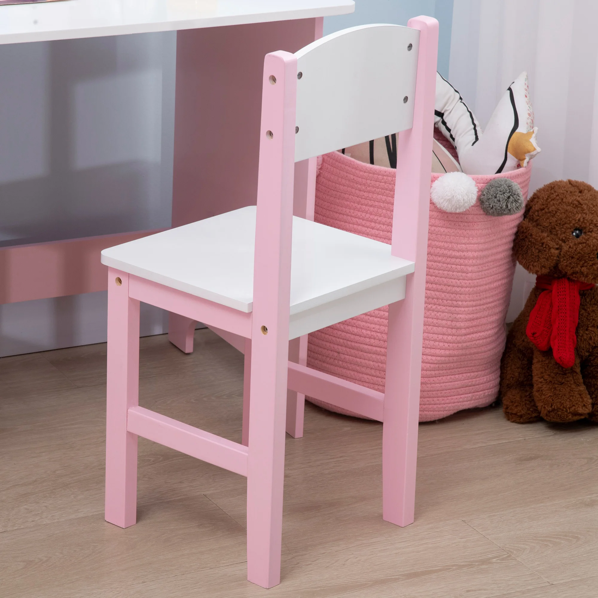 HOMCOM Kids Desk And Chair Set 2 PCs Childrens Table And Chair Set Multi Use Toddler Furniture with Whiteboard, Storage