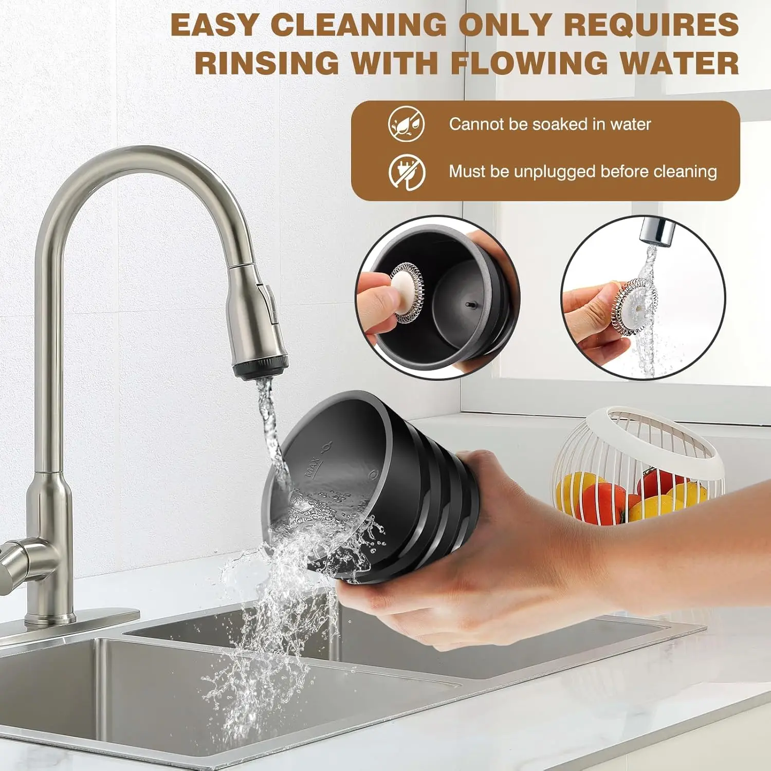 BRIEFNESS Electric milk frother Automatic shut-off coffee frother Hot and cold milk frother Milk warmer 600ml
