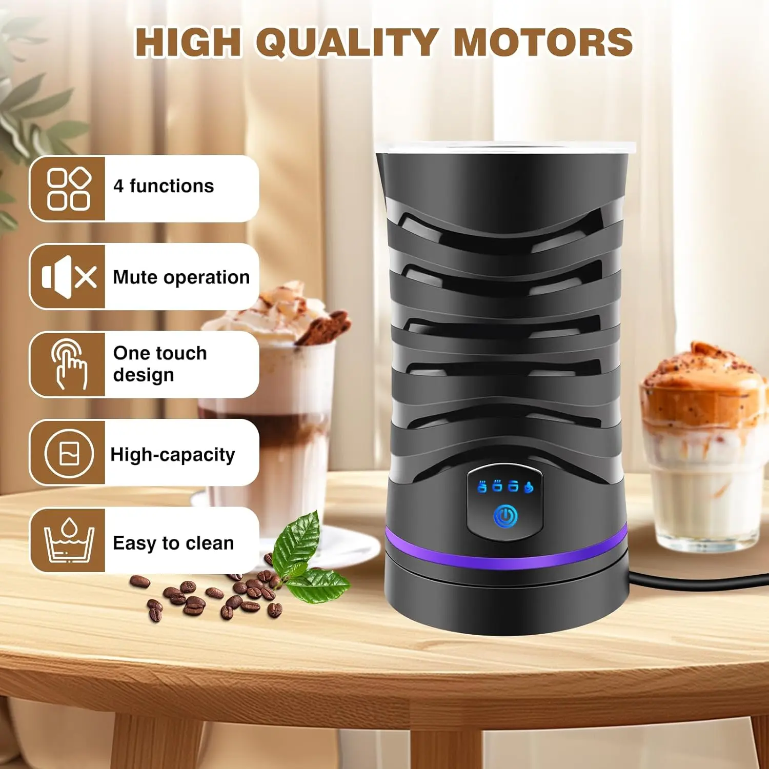 BRIEFNESS Electric milk frother Automatic shut-off coffee frother Hot and cold milk frother Milk warmer 600ml