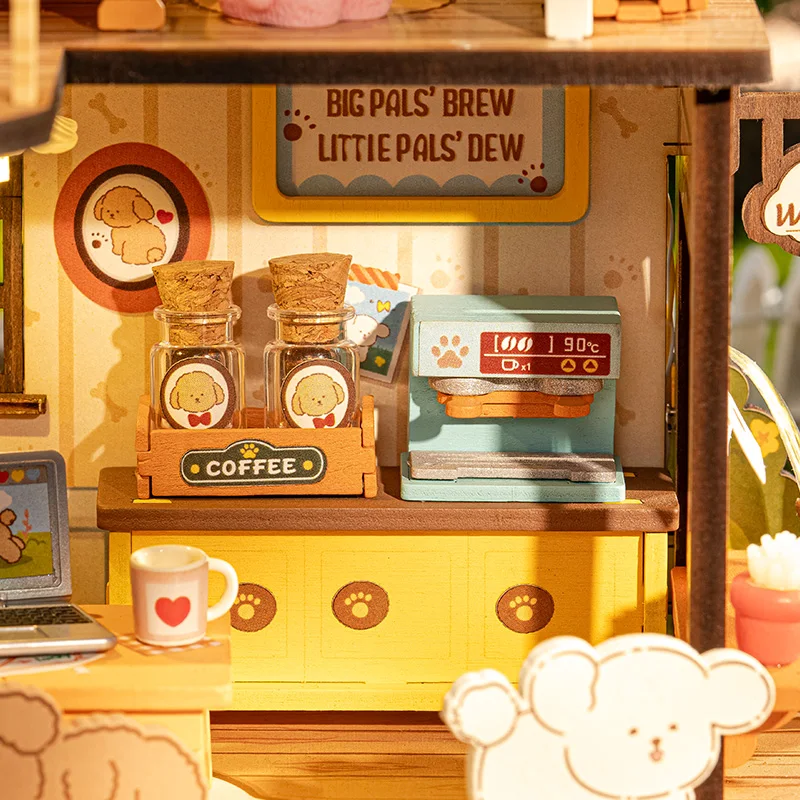 Robotime Rolife DIY Puppy's Cozy Villa House Miniature Kits for Kids and Family New Wooden Puzzle Model Home Decoration Set