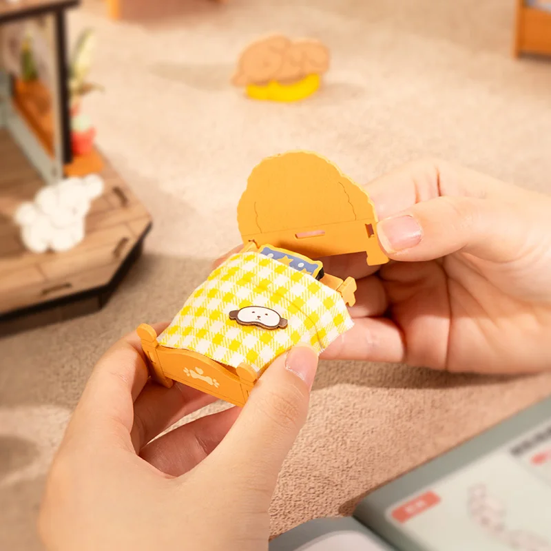 Robotime Rolife DIY Puppy's Cozy Villa House Miniature Kits for Kids and Family New Wooden Puzzle Model Home Decoration Set