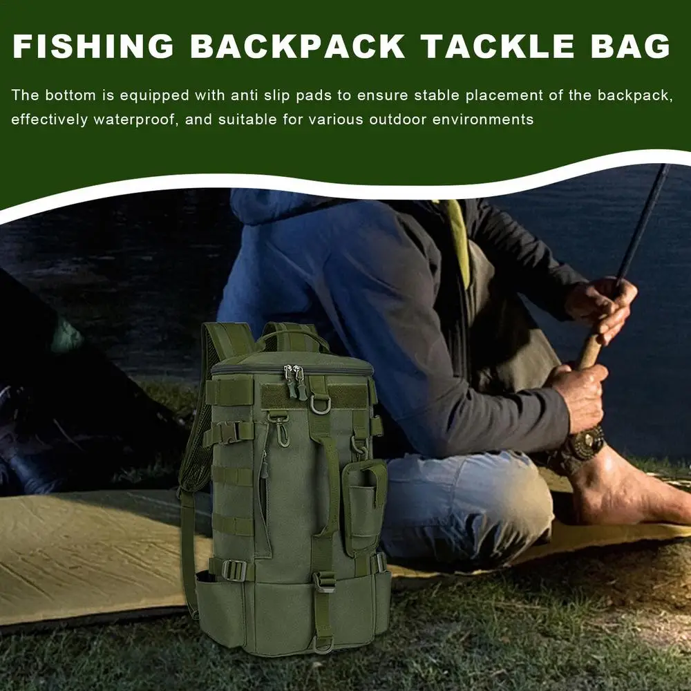 Backpack For Fishing Storage Bag Fishing Bag Water-Resistant Fishing Tackle Bag Storage Organizer With Rod Holders Large Fishing
