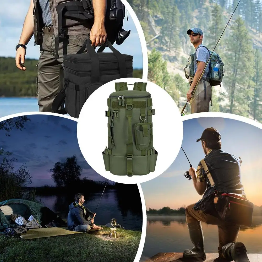 Backpack For Fishing Storage Bag Fishing Bag Water-Resistant Fishing Tackle Bag Storage Organizer With Rod Holders Large Fishing