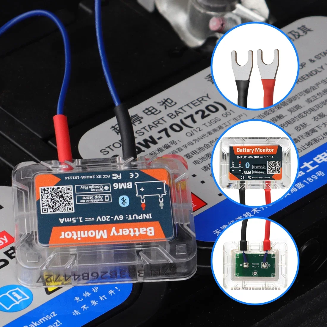 QUICKLYNKS BM6 12V Car Battery Monitor Battery Health Monitoring Wireless Bluetooth 4.0 For Android IOS APP Battery Tester Tool