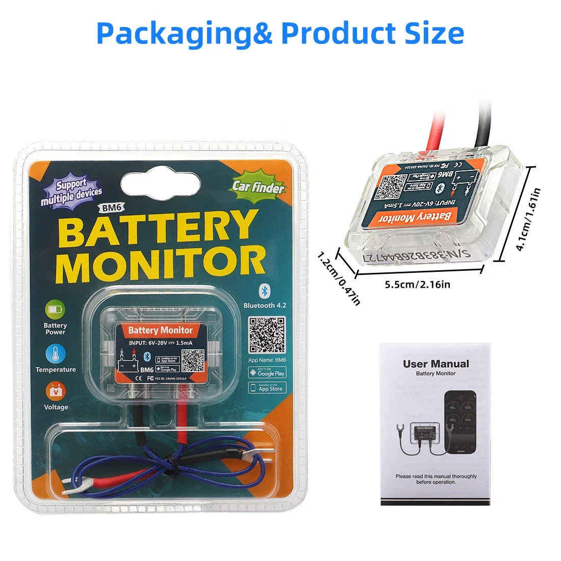 QUICKLYNKS BM6 12V Car Battery Monitor Battery Health Monitoring Wireless Bluetooth 4.0 For Android IOS APP Battery Tester Tool