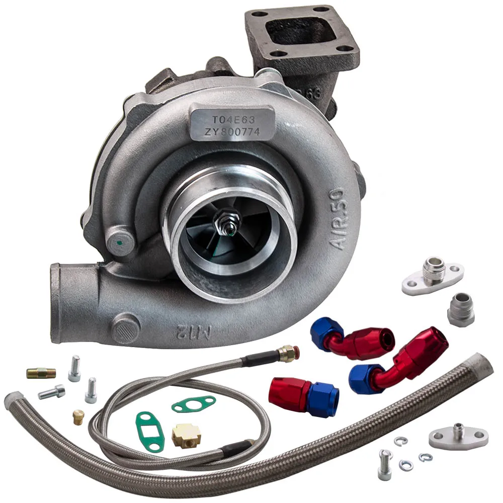 Universal Oil Line Kit Turbo T04E .57 A/R oil Cold Turbocharger 1.5-2.5L engine