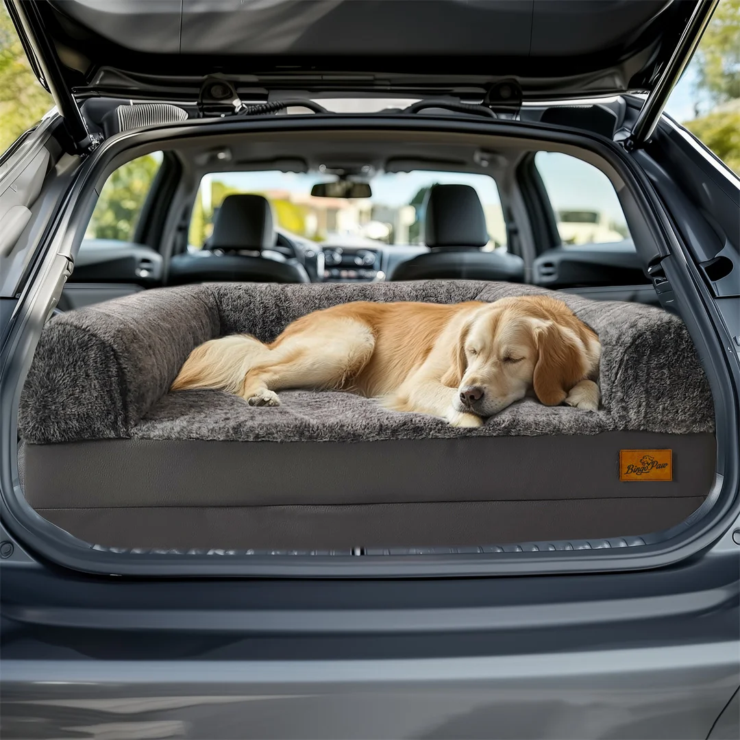 180cm Giant Dog Bed, Human Size Foldable Orthopedic Pet Bed with Plush Cover, Extra Large Calming Dog Mattress