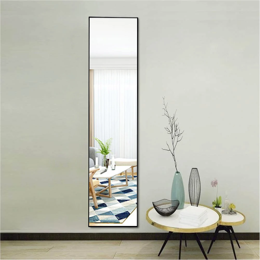 【Lifeideas】Full Length Mirror with Rounded Corners Door Hanging Black Mirror 37x147cm