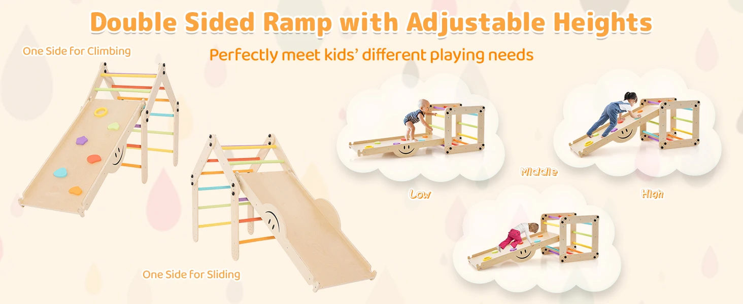 DORTALA Kids Indoor Montessori Climbing Set Toddlers Foldable Wooden Climber Toys