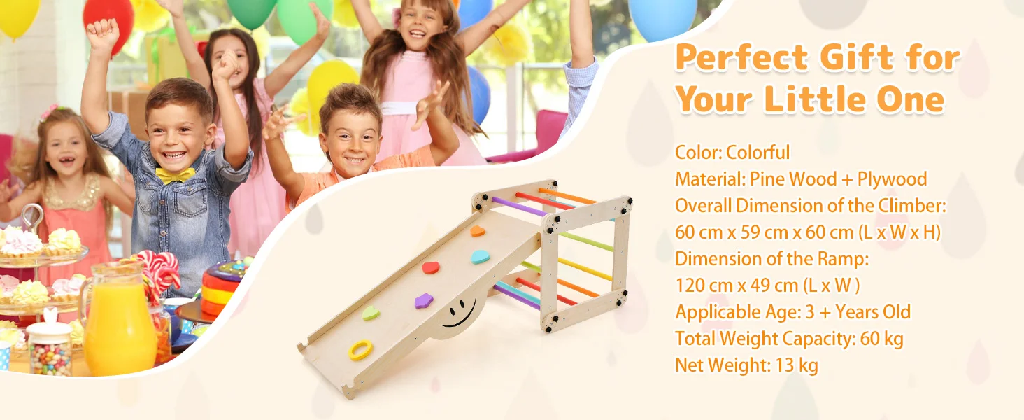 DORTALA Kids Indoor Montessori Climbing Set Toddlers Foldable Wooden Climber Toys