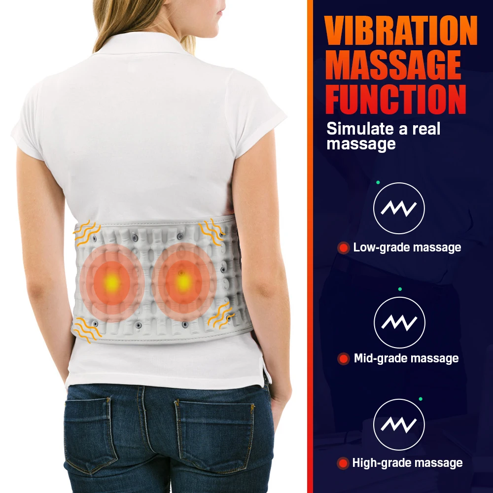 Back Heating Support Belt Airbag Heating Waist Brace Inflatable Vibration Massage Back Brace Belt Abdomen Warmer Lumbar Support