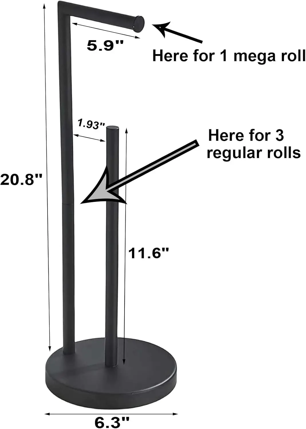Stainless Steel Standing Toilet Paper Holder, Black Freestanding Toilet Paper Holder, Bathroom Toilet Paper Holder with Storage
