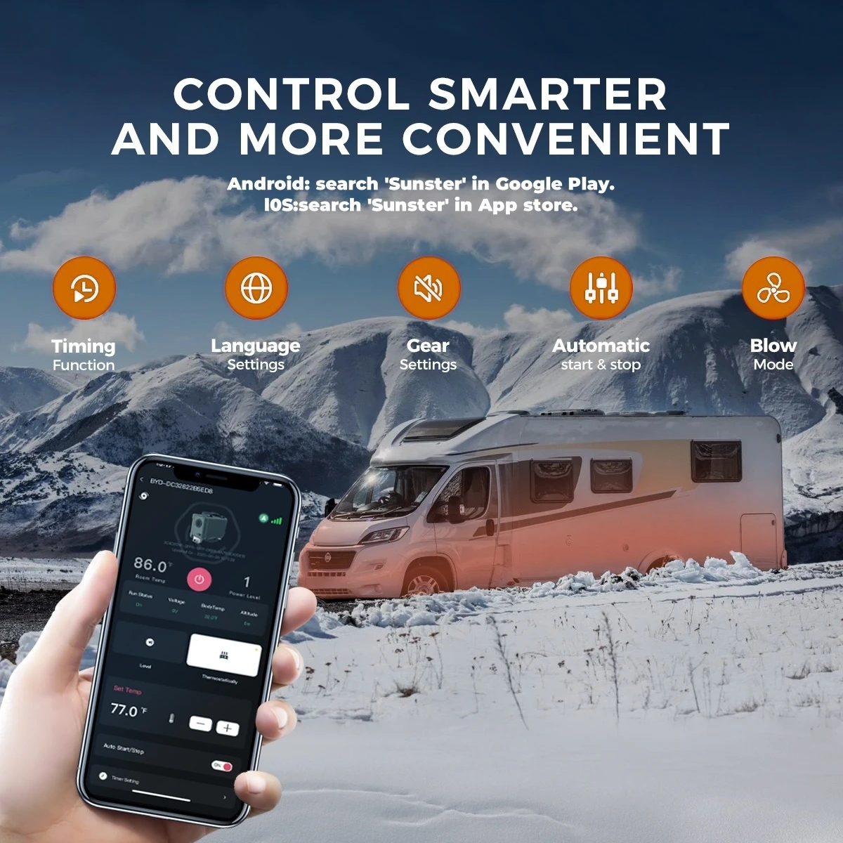 12V&24V&110-240V AC&DC Universal 8KW Diesel Air Heater All In One Parking Heater with Bluetooth App Control For Home RV Vehicle