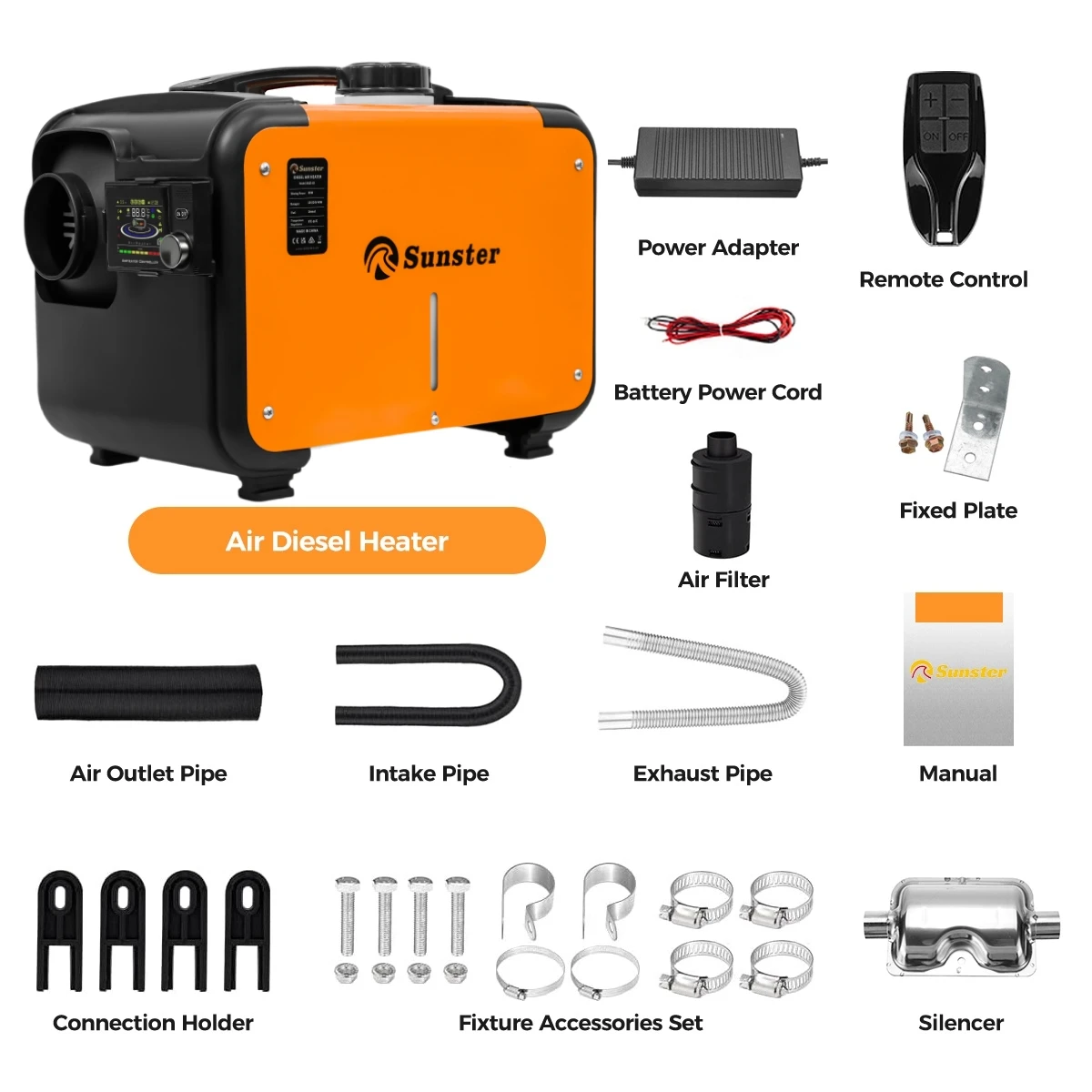 12V&24V&110-240V AC&DC Universal 8KW Diesel Air Heater All In One Parking Heater with Bluetooth App Control For Home RV Vehicle